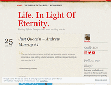 Tablet Screenshot of lifeinlightofeternity.wordpress.com