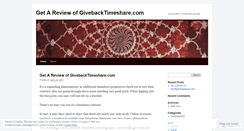 Desktop Screenshot of givebacktimeshare08.wordpress.com