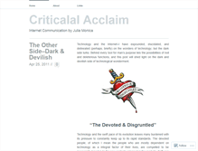 Tablet Screenshot of criticalalacclaim.wordpress.com