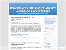 Tablet Screenshot of homeownersforjusticeagainstmortgageracketeering.wordpress.com