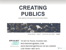 Tablet Screenshot of creatingpublics.wordpress.com