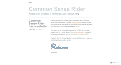 Desktop Screenshot of commonsenserider.wordpress.com