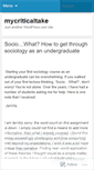 Mobile Screenshot of mycriticaltake.wordpress.com