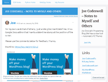 Tablet Screenshot of joecodeswell.wordpress.com